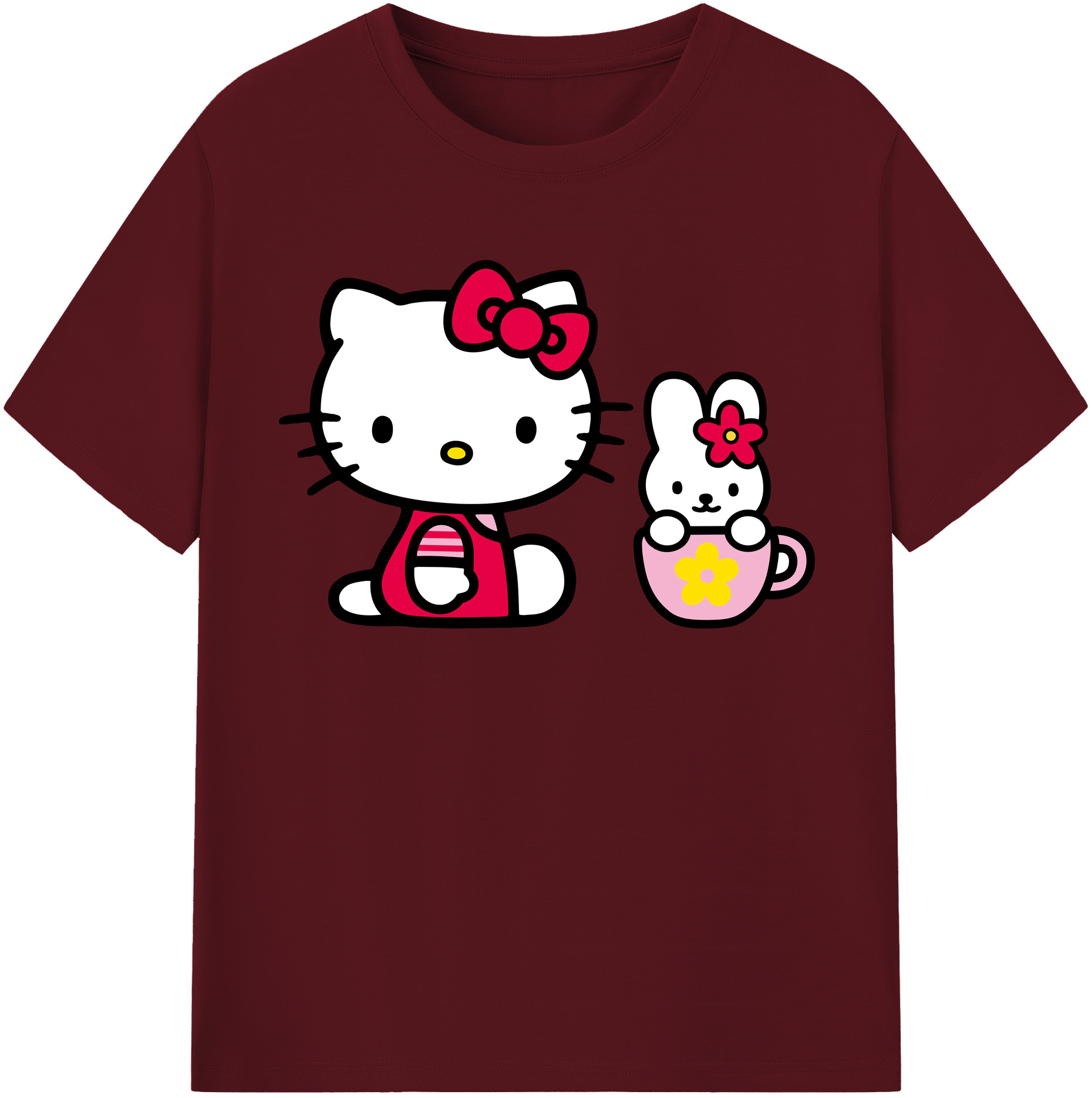 （画像用） Hello Kitty ハローキティ 綿100％半袖Tシャツ（フロントプリント）